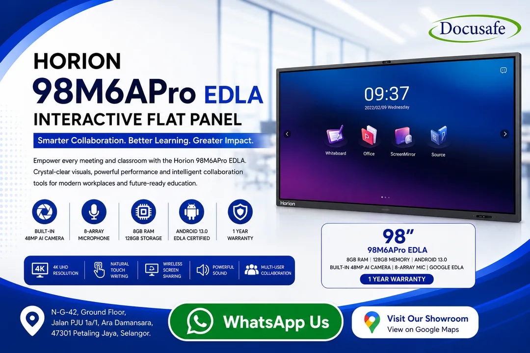 Horion 98M6APro EDLA 98 inch Interactive Flat Panel Display by docusafe Sdn Bhd
