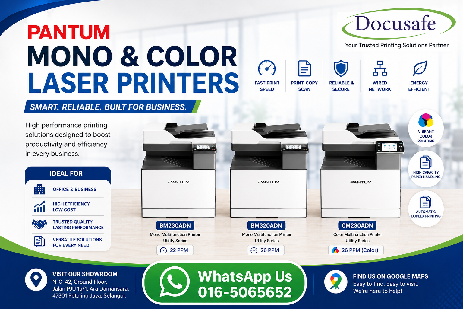 Pantum BM230ADN Mono Multifunction Laser Printer Utility Series - Docusafe Sdn Bhd Petaling Jaya