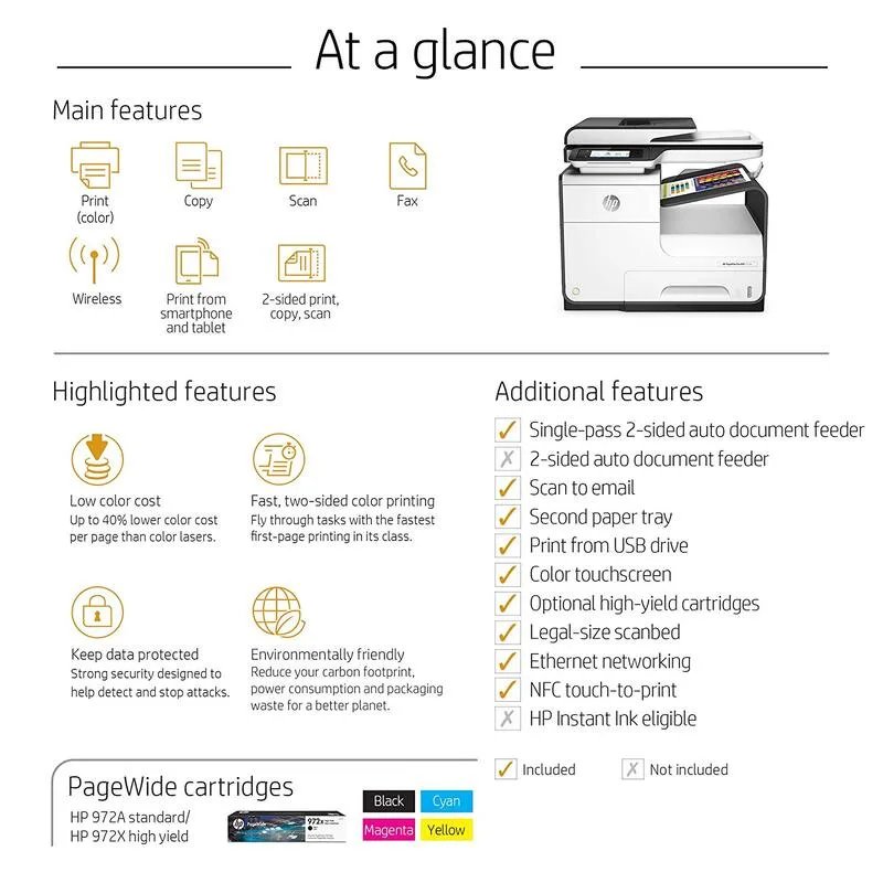 Rental Photocopy Machine With Printer HP PageWide Pro 477dw
